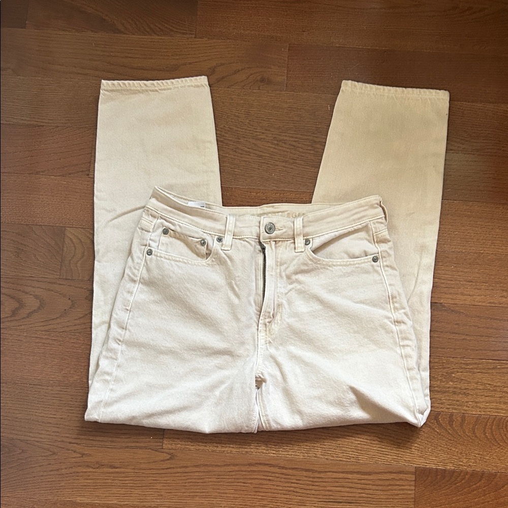 American Eagle Outfitters Cream Straight Leg Jeans